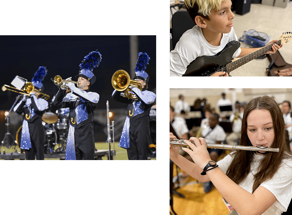 Students playing instruments